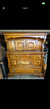 Vintage Mediterranean Style Wooden Armoire Hutch