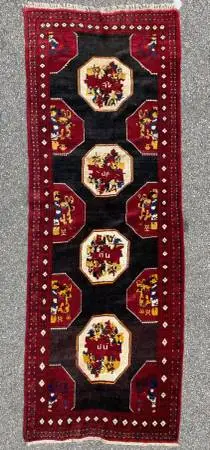TURKEMAN HAND KNOTTED RUNNER, NEW, 3.4 x 9.1