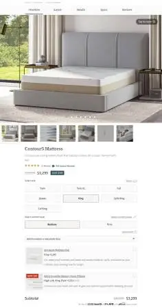 King Saatva Contour5 memory foam mattress - retails $3600
