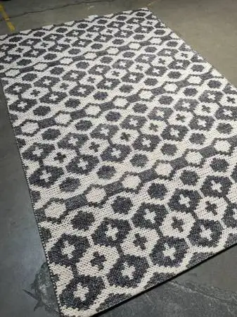 53 x 76 Feet Ivory Beige Cream Grey Geometric Boho Handmade Rug