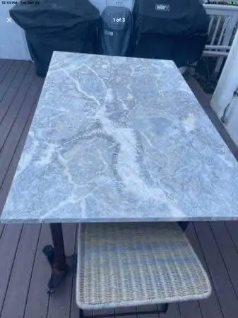 Marble table 4’x6” Double thick  with metal base not attached