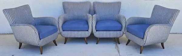 1950s MCM Edward Wormley Gio Ponti Style Armchairs Set of 4