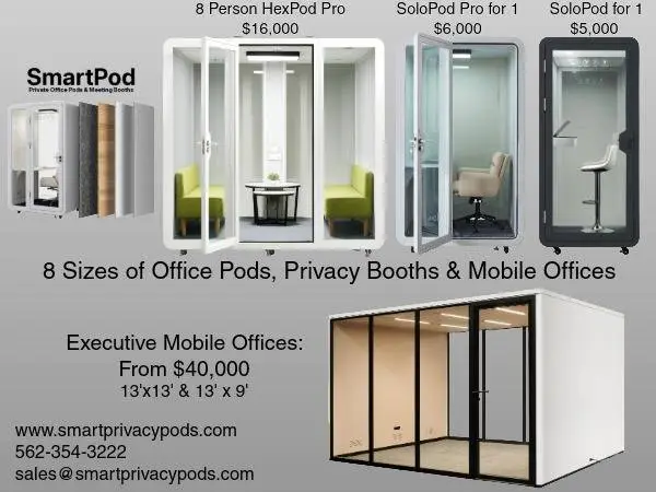 Office Pods & Privacy Booths | 8 Sizes Available | Free 7-Day Shipping