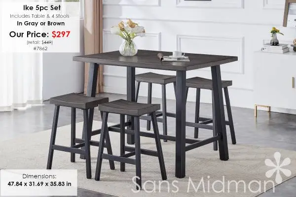 NEW IN BOX! Ike 5PC Counter Height Dining Set With 4 Stools Included!
