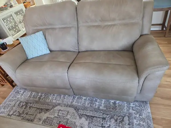Leather couch beige
