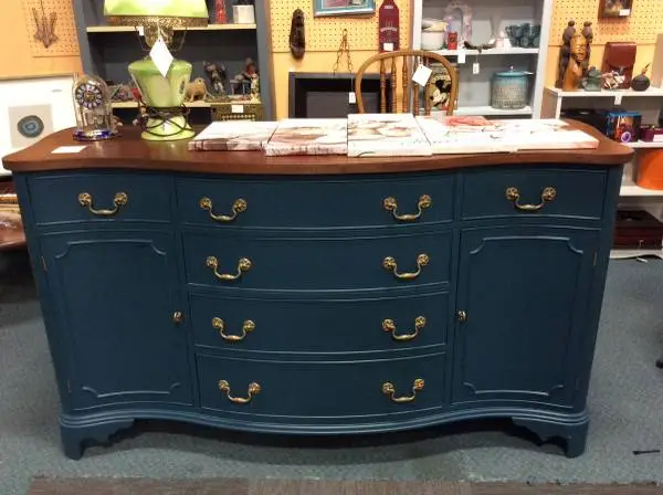 “MORGANTON” BUFFET PAINTED BLUE W/6 DRAWERS & 2 DOORS