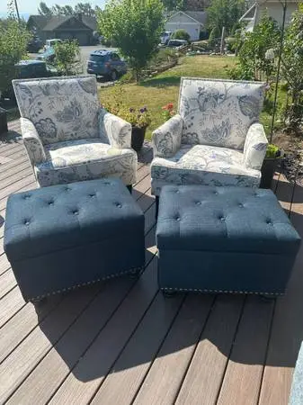2 matching chairs with ottoman’s