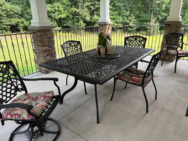 outdoor backyard dining table and bistro table set