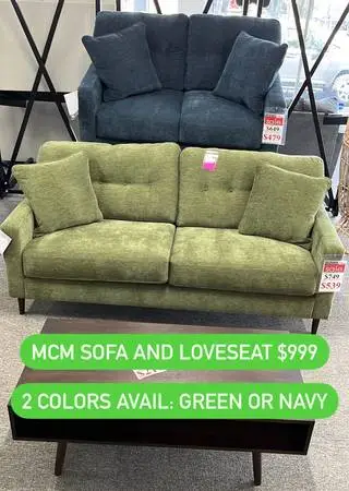 MCM Sofa in Green or Navy! Loveseat Avail