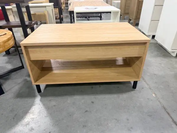 Natural 35 Wood And Metal Lift top Coffee Storage Table Brand New