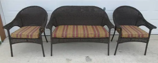 3 Piece Resin Wicker Patio Set, with 1 Love seat and 2 Stacking Chairs