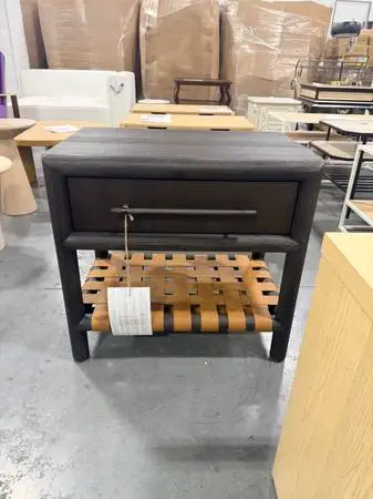 Birch Lane Colleen 1 Drawer 26 Nightstand Basalt Gray Leather Shelf
