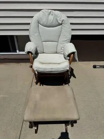 Household Wooden Living Room Rocking Gliding Chair With Ottoman