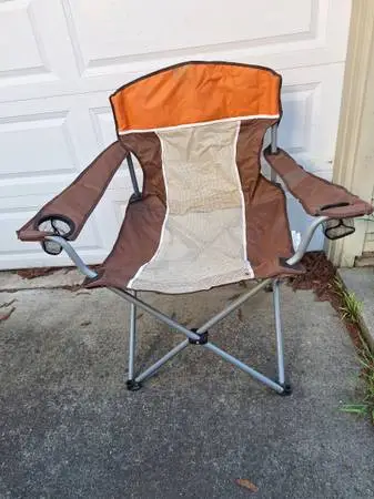 XXL folding outdoor chair mesh with pouch and 2 cup holders