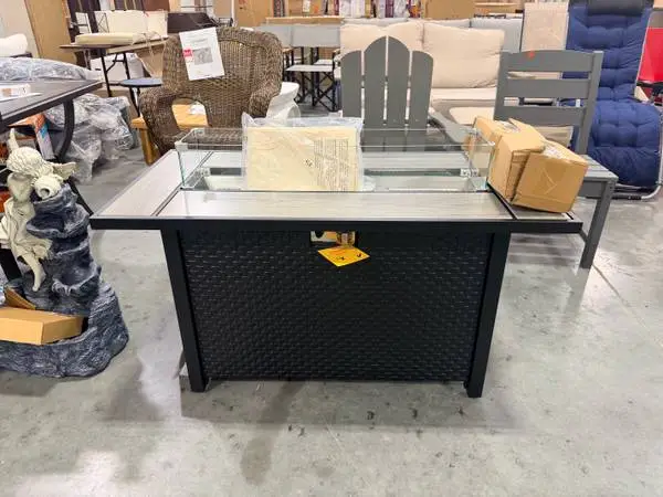 Celebalcony 45 Propane Fire Pit Table Glass Wind Screen Gray Tabletop