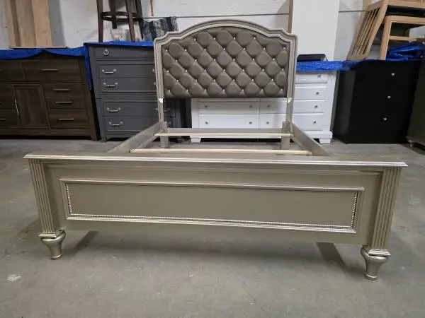 Modern Silver / Tufted Full Size Bed Frame
