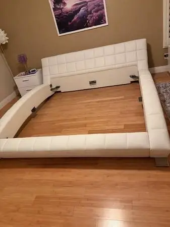 Italian Leather CA King size platform bed frame