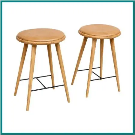 Space Copenhagen For Mater Soaped Oak Wood Counter Stools, Pair