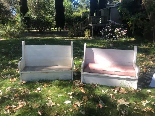 Two handmade antique bench seats.