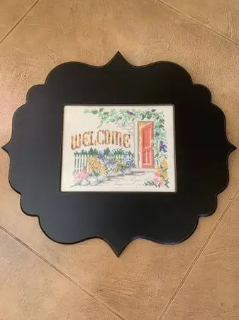 Embroidered WELCOME Sign In Unique Large Frame