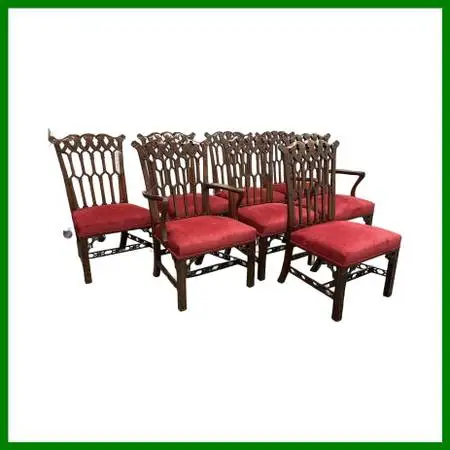 Burton Ching Gothic Revival Dining Room Chairs, Set Of Eight