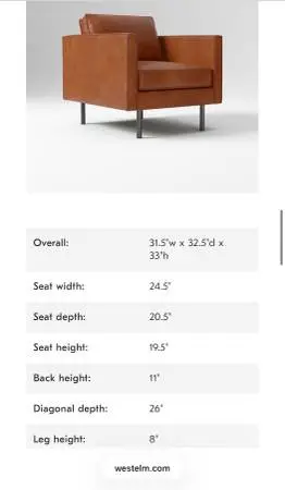 West Elm Axel Leather Armchair - Nut