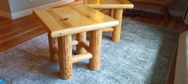 Pair of Sturdy Log End Tables