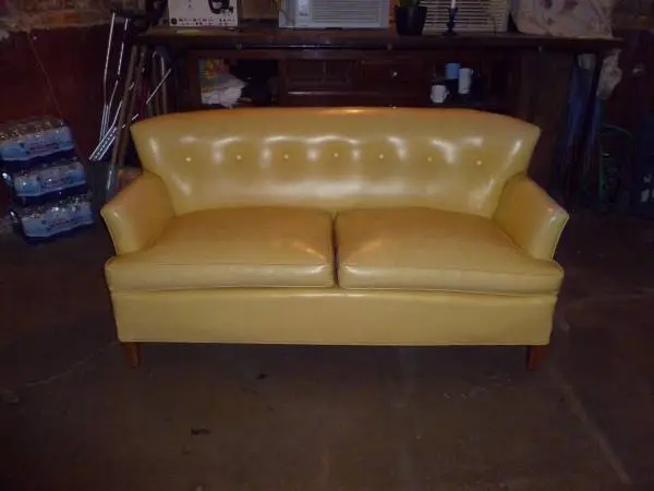 Mid Century Leather Couch 2 seater