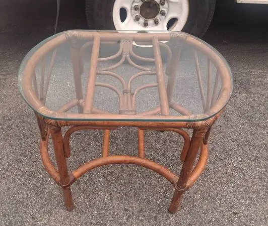 Rattan & Glass Boho Table
