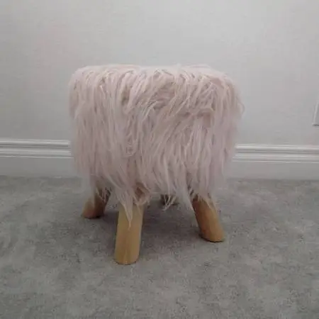 Pink Fuzzy Vanity Stool