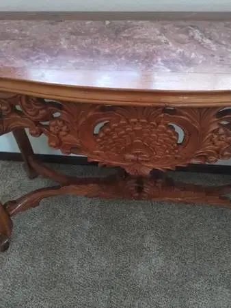 Hand carved one of a kind accent table