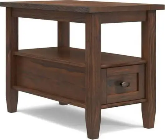Rustic Wood End Table with Drawers