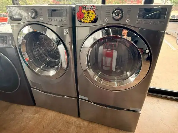 Used Gray Tall LG Washer and Dryer Storage