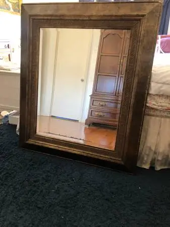 Wood frame wall mirror