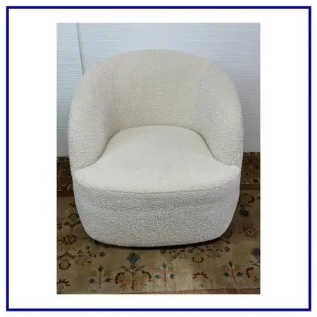Goop For Cb2 Gwyneth Swivel Chair, Ivory Boucle