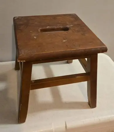 Solid Pine Footstool Made from Salvaged Wood