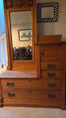 Vintage Oak Gentlemens Dresser / Chest Circa 1900