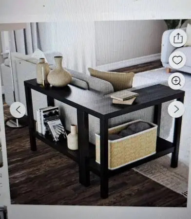 Pair of black.oak sofa tables.