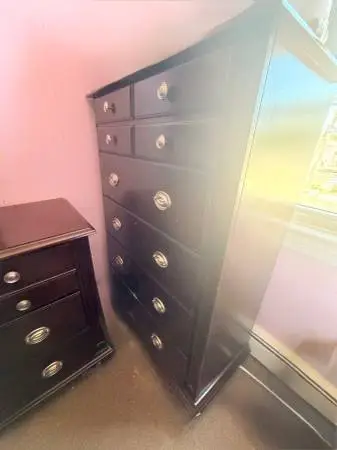 Cherry 5 Drawer Dresser & 6 Drawer Double Dresser with Mirror