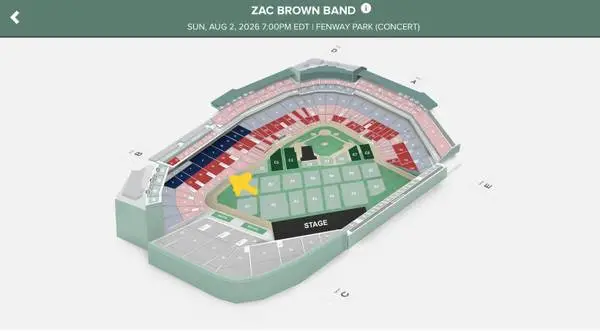 2 Zac Brown Band tickets Fenway Park 8/2