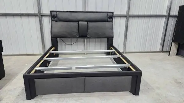 KING BLACK AND GREY BED FRAME