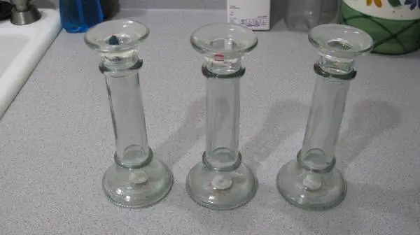 3 used/vintage Indiana glass candle holders