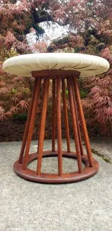 Danish Modern Umanoff Stool - Rustic Mid Century Spindle Footrest