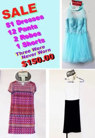 51 Dresses 12 Pants 2 Robes  1 Shorts 1 Jacket