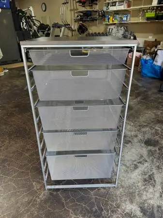 Elfa platinum mesh closet drawers - Container Store