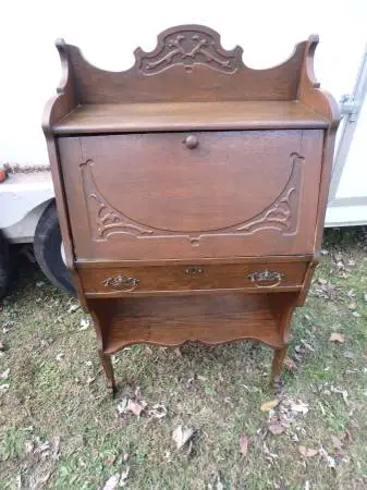 Antique Oak Larkin Style Slant Front Secretary Desk; Delivery Possible