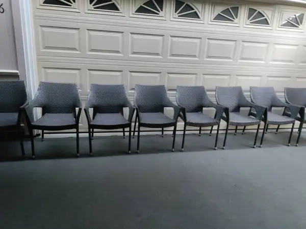 Outdoor patio wicker chairs stackable