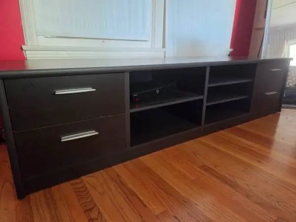 Dark Brown TV Stand Media Console with Drawers