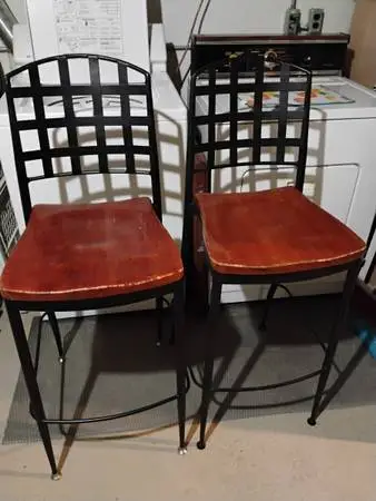 2 for $10.wood and steel counter stools