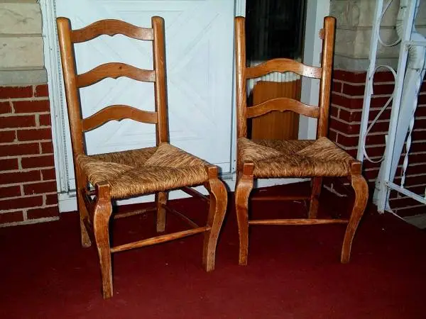TWO Parlor CHAIR Matching SET Vintage Antique Wicker Seat CHAIRS